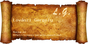 Lovászi Gergely névjegykártya