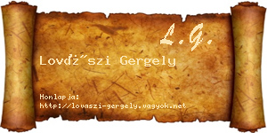 Lovászi Gergely névjegykártya